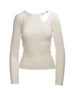 Bluza casual crem, decolteu cu decorațiuni, croială mulată.