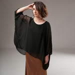 Bluză Vaporoasă Din Mătase Cu Mâneci Fluture