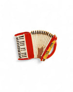 Broșă elegantă în formă de acordeon, realizată din metal placat și email colorat