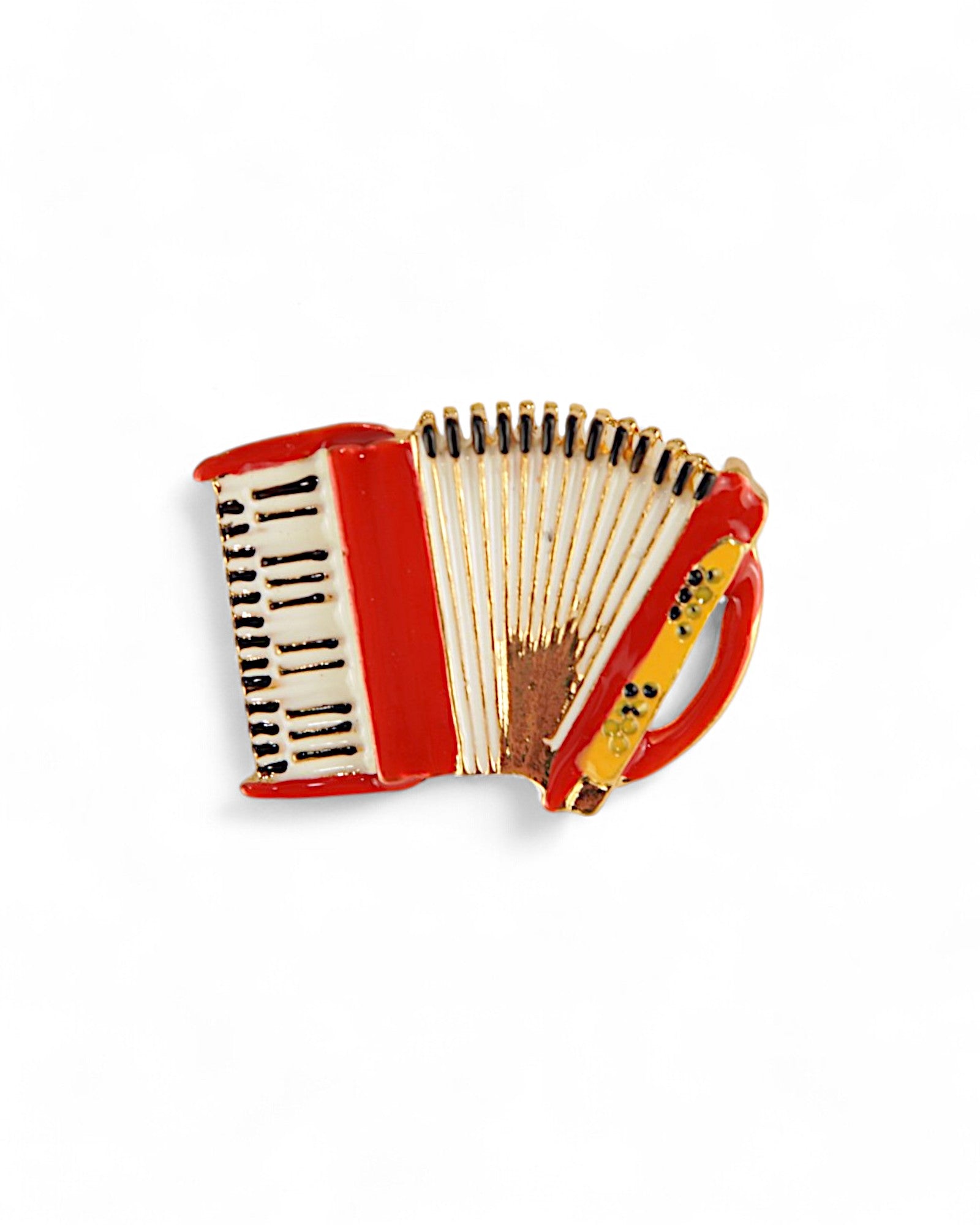 Broșă elegantă în formă de acordeon, realizată din metal placat și email colorat
