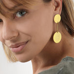 Cercei Cu Două Plăci Rotunde Din Alamă Reciclată – Vestopazzo Handmade