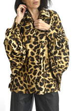 Cămașă Satinată Cu Imprimeu Animal Print Oversized