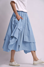 Fustă Asimetrică Din Bumbac Cu Buzunare