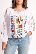 Cămașă Tip Ie Cu Broderie Florală - Bumbac Natural - Croială Amplă