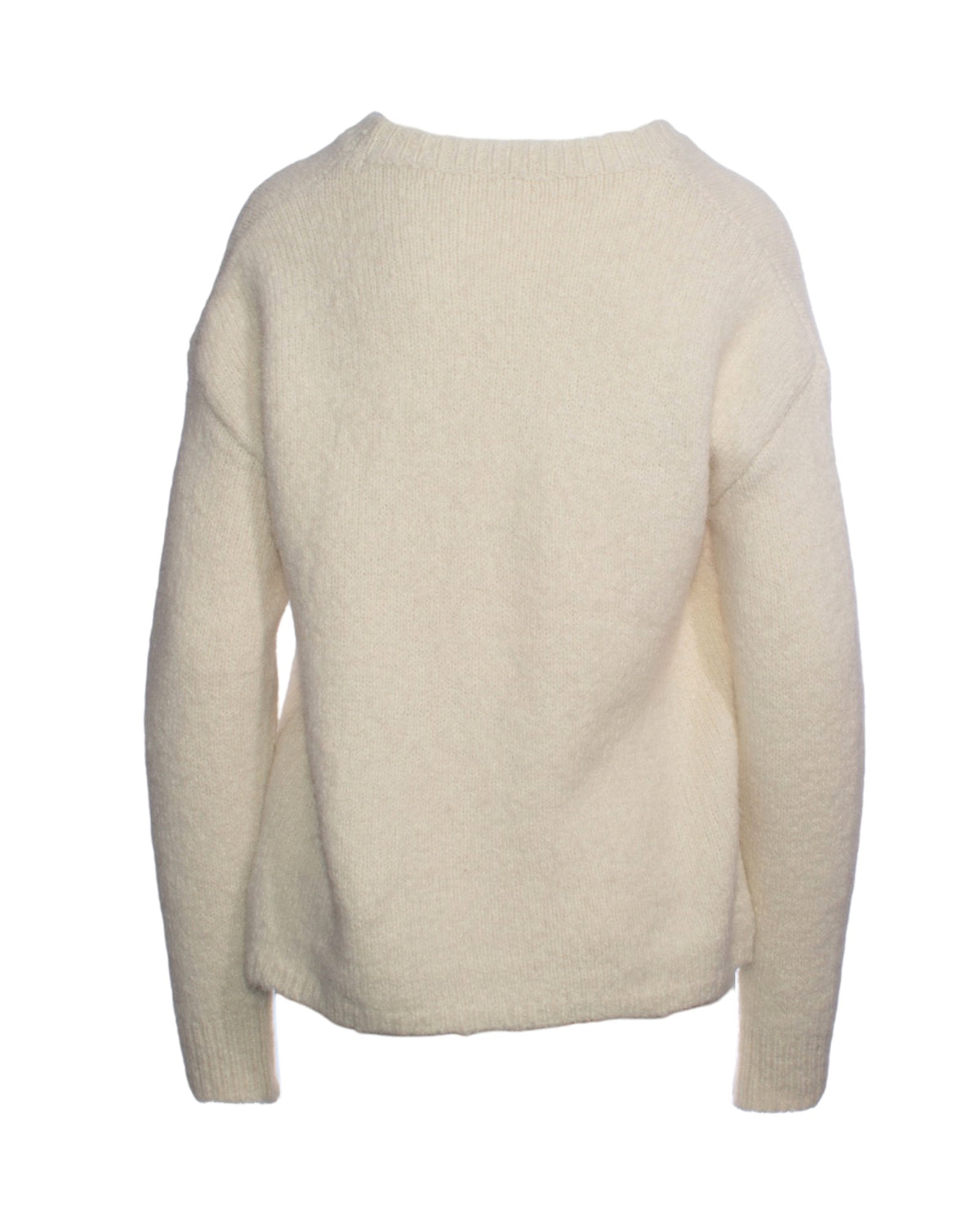 Pulover Pufos Cu Frunze Paiete Alb Spate