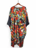 Rochie oversize cu imprimeu floral colorat, croială lejeră și umeri căzuți, brand Wendy Trendy