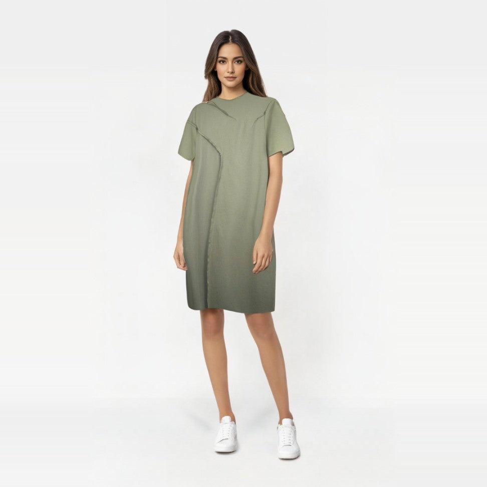 Rochie Midi cu Cusături Aparente – Design Modern și Croială Lejeră