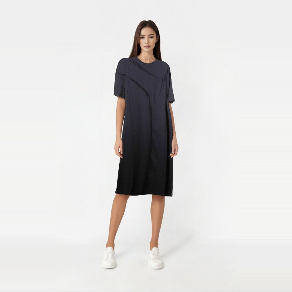 Rochie Midi cu Cusături Aparente – Design Modern și Croială Lejeră