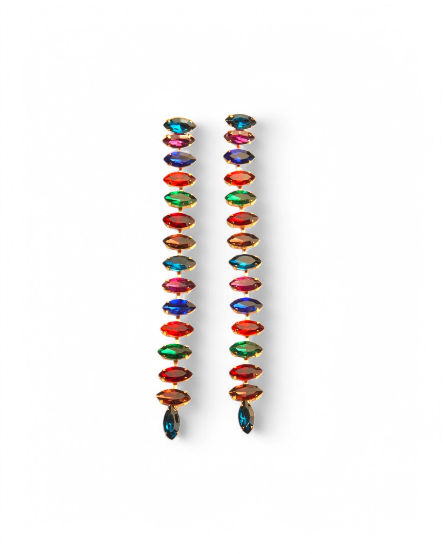 Cercei Lungi Cu Ștrasuri Colorate Din Sticlă