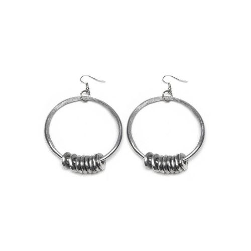 Cercei Handmade din Aluminiu Reciclat, Model Rotund cu Discuri