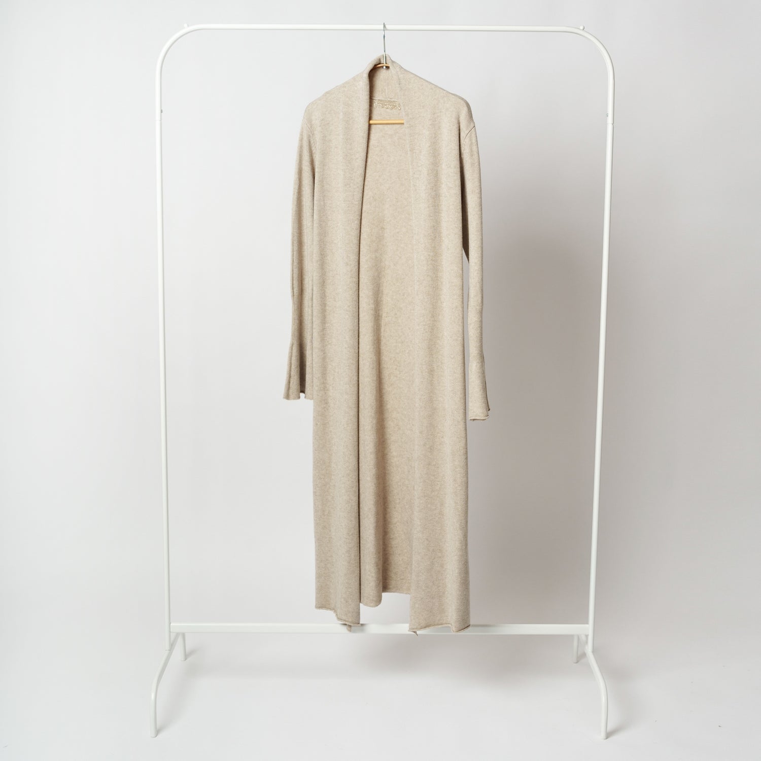 Cardigan Lung din Tricot Subțire cu Mâneci Evazate