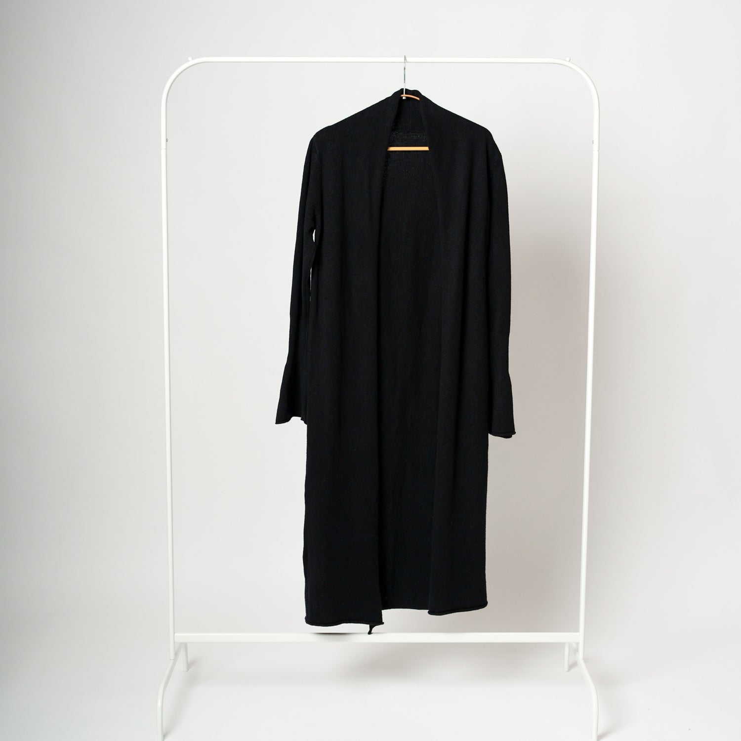 Cardigan Lung din Tricot Subțire cu Mâneci Evazate