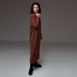 Rochie Lungă Din Tricot Cu Umeri Căzuți