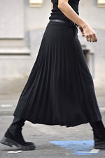 Fustă Plisată Din Tricot Cu Centură