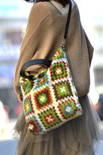 Geantă Tricotată Cu Fir De Lână Și Model Etnic