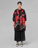 Kimono Negru Cu Imprimeu De Maci