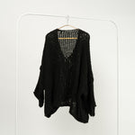 Pulover Croșetat Oversize cu Ochiuri Largi și Decolteu V