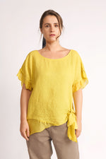 Bluză Lejeră Din In Și Mătase Cu Prindere Laterală