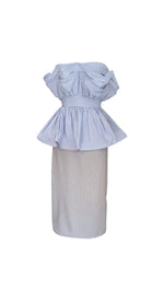 Rochie Midi Cu Top Corset Și Volane