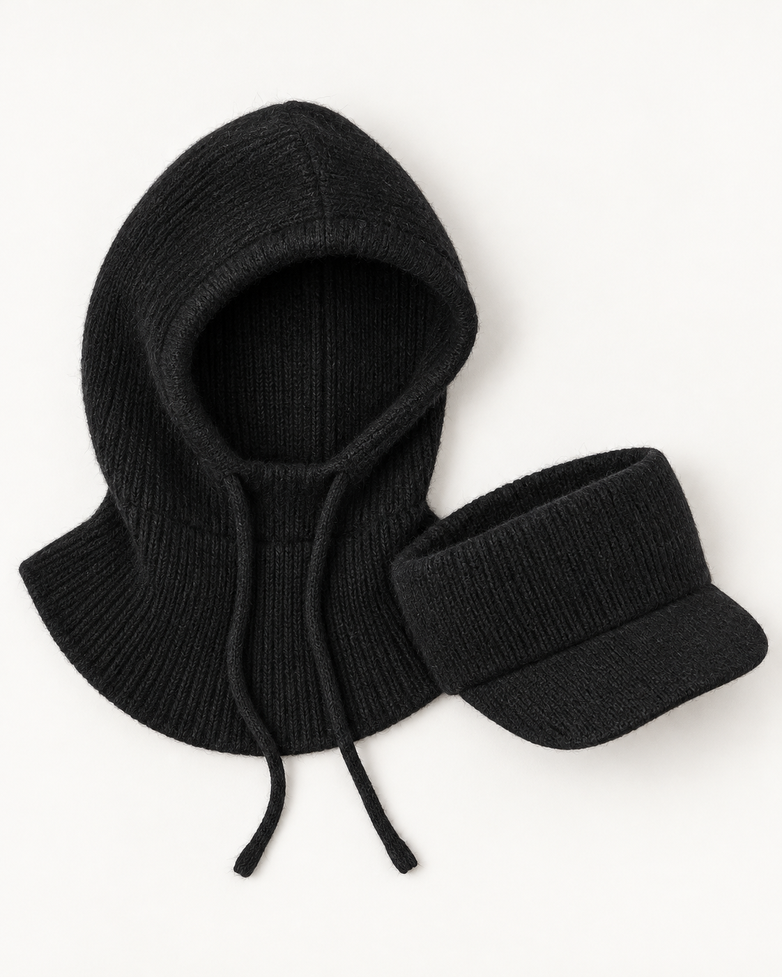 Set balaclava din tricot negru și bentiță cu cozoroc, cele două piese - All Above Boutique