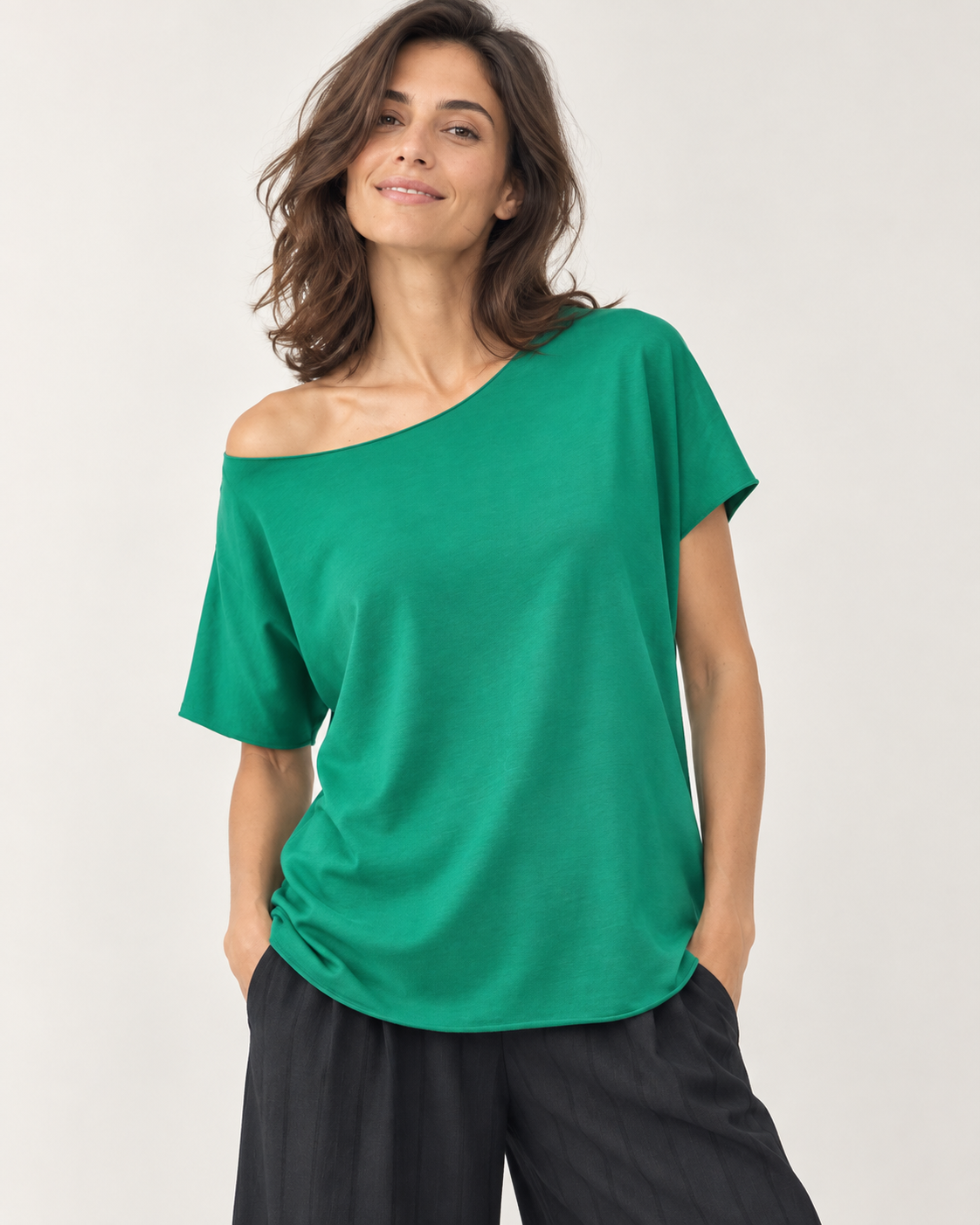 Tricou Basic din Bumbac cu Margini Fără Tiv