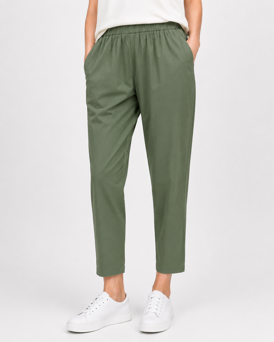 Pantaloni Conici Din Viscoză Cu Talie Elastică