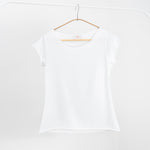 Tricou basic din bumbac cu margini fără tiv, nuanță alb