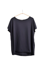 Tricou basic din bumbac cu margini fără tiv, nuanță bleumarin