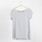 Tricou basic din bumbac cu margini fără tiv, nuanță gri deschis