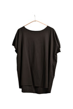 Tricou basic din bumbac cu margini fără tiv, nuanță negru