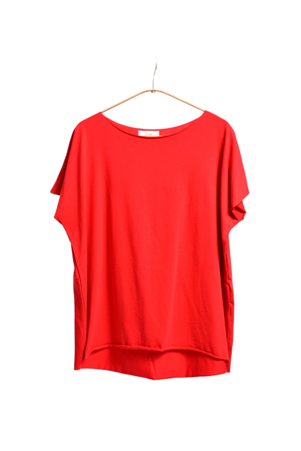 Tricou basic din bumbac cu margini fără tiv, nuanță roșu