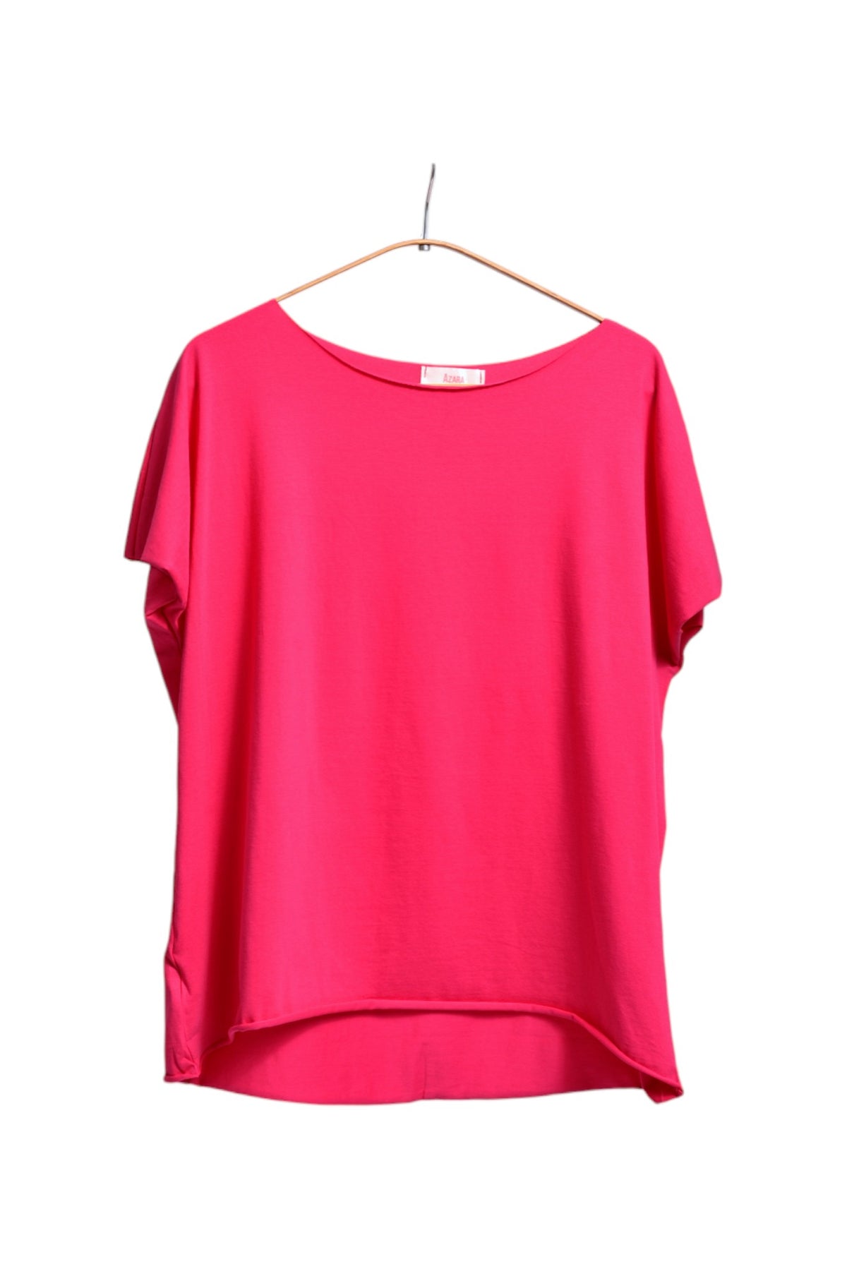 Tricou basic din bumbac cu margini fără tiv, nuanță roz