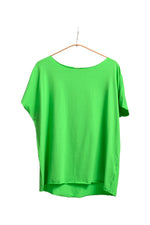 Tricou basic din bumbac cu margini fără tiv, nuanță verde