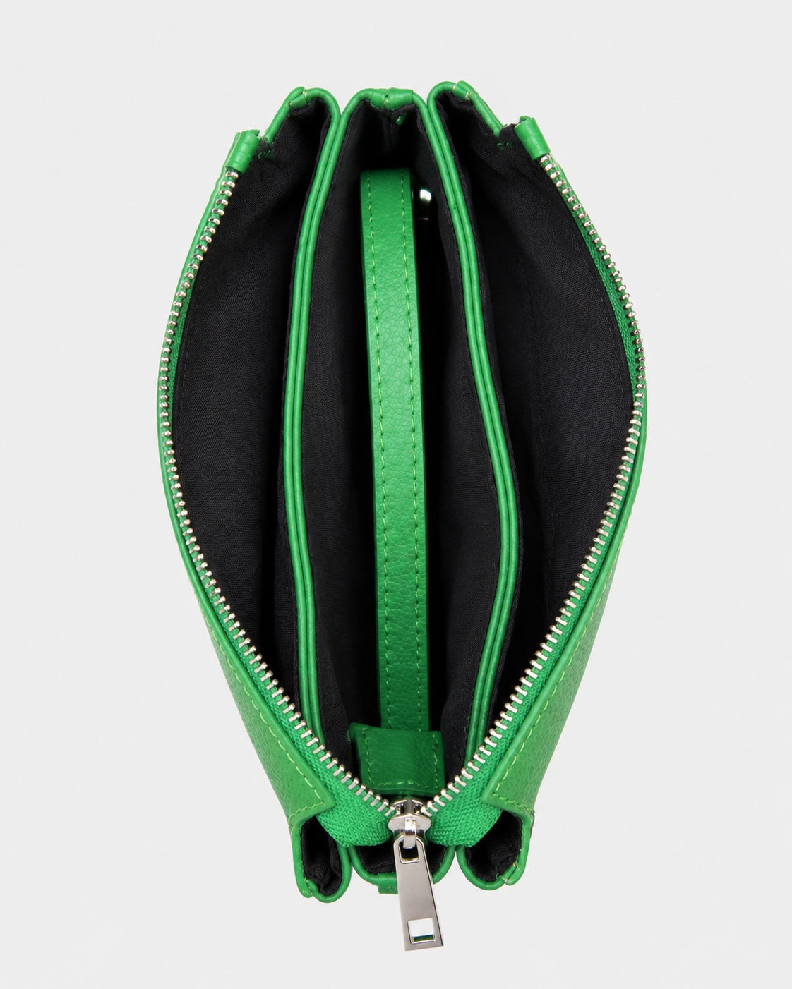 Geantă mică tip poștaș crossbody din piele naturală, nuanța verde, vedere interior, All Above Boutique.