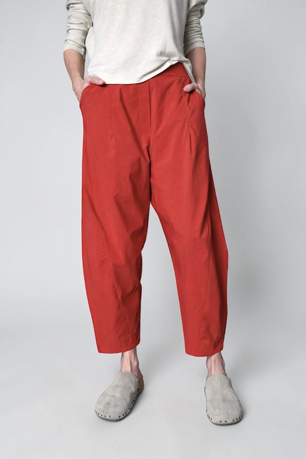 Pantaloni Barrel Cu Talie Extensibilă Din Viscoză