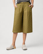 Pantaloni culotte din bumbac cu imprimeu romburi, nuanța verde fistic, All Above Boutique.