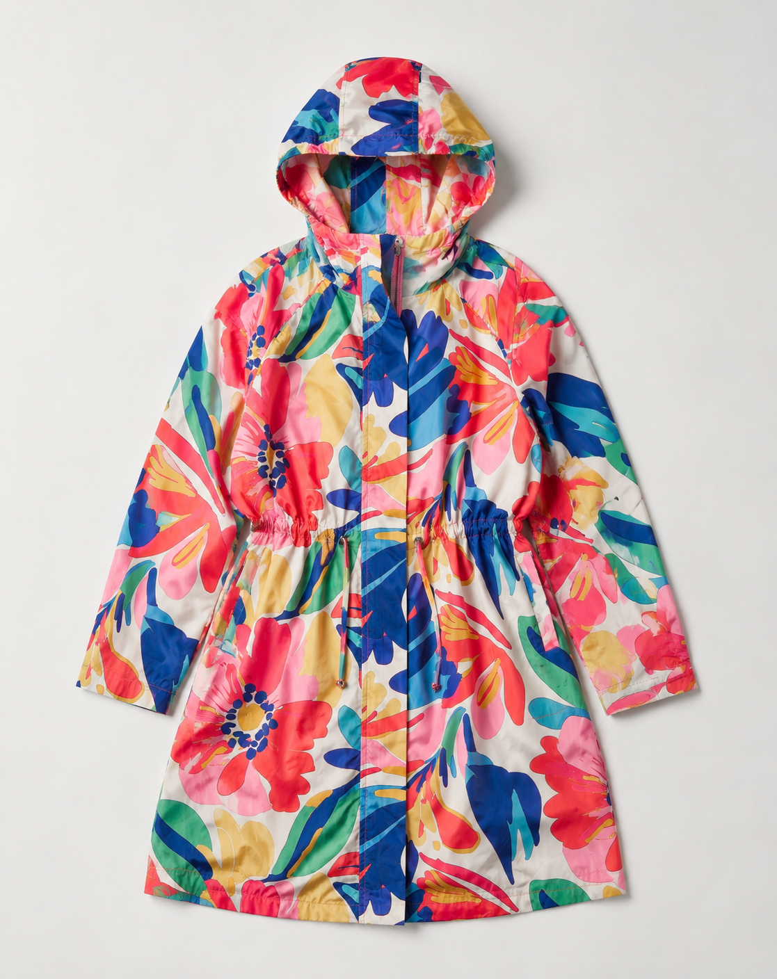 Parka windbreaker floral colorat vedere ansamblu purtata cu jeans, All Above Boutique