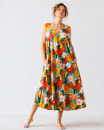 Rochie din bumbac cu margarete colorate, vedere laterală — All Above Boutique.