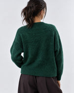 Pulover cu fermoar din amestec de mohair, nuanță verde închis, vedere din spate