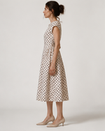 Rochie din viscoză cu imprimeu buline și croială cambrată feminină — All Above Boutique.
