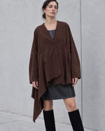 Blazer din catifea reiată cu colț lung, detaliu textură