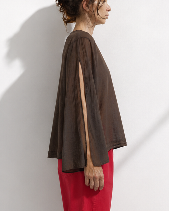 Bluza bumbac alb maneca despicata vedere spate, croi lejer fluid, All Above Boutique
