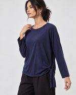 Bluză lejeră din tricot moale cu inel lateral, nuanță bleumarin