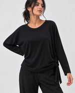 Bluză lejeră din tricot moale cu inel lateral, nuanță negru