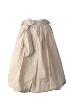 Fustă elegantă din material tip tafta, cu talie elastică, nuanță crem