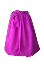 Fustă elegantă din material tip tafta, cu talie elastică, nuanță fucsia