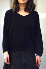 Set rochie din tul cu volane și pulover tricotat, nuanță negru