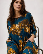 Rochie lungă din tencel cu imprimeu floral, vedere laterală — All Above Boutique.