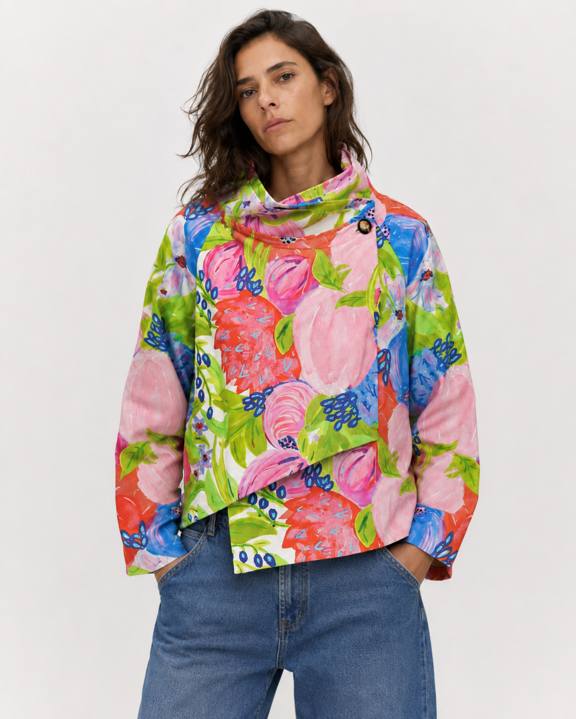 Jachetă Structurată Spring Print Din Material Texturat