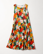 Rochie din bumbac cu imprimeu de margarete, detaliu material — All Above Boutique.